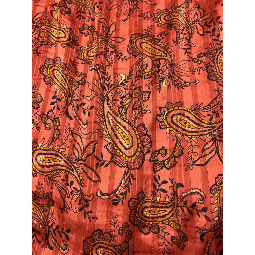 Umgee Womens Dress Medium Rust Orange Paisley Metallic Boho Bell Sleeve - Picture 11 of 12